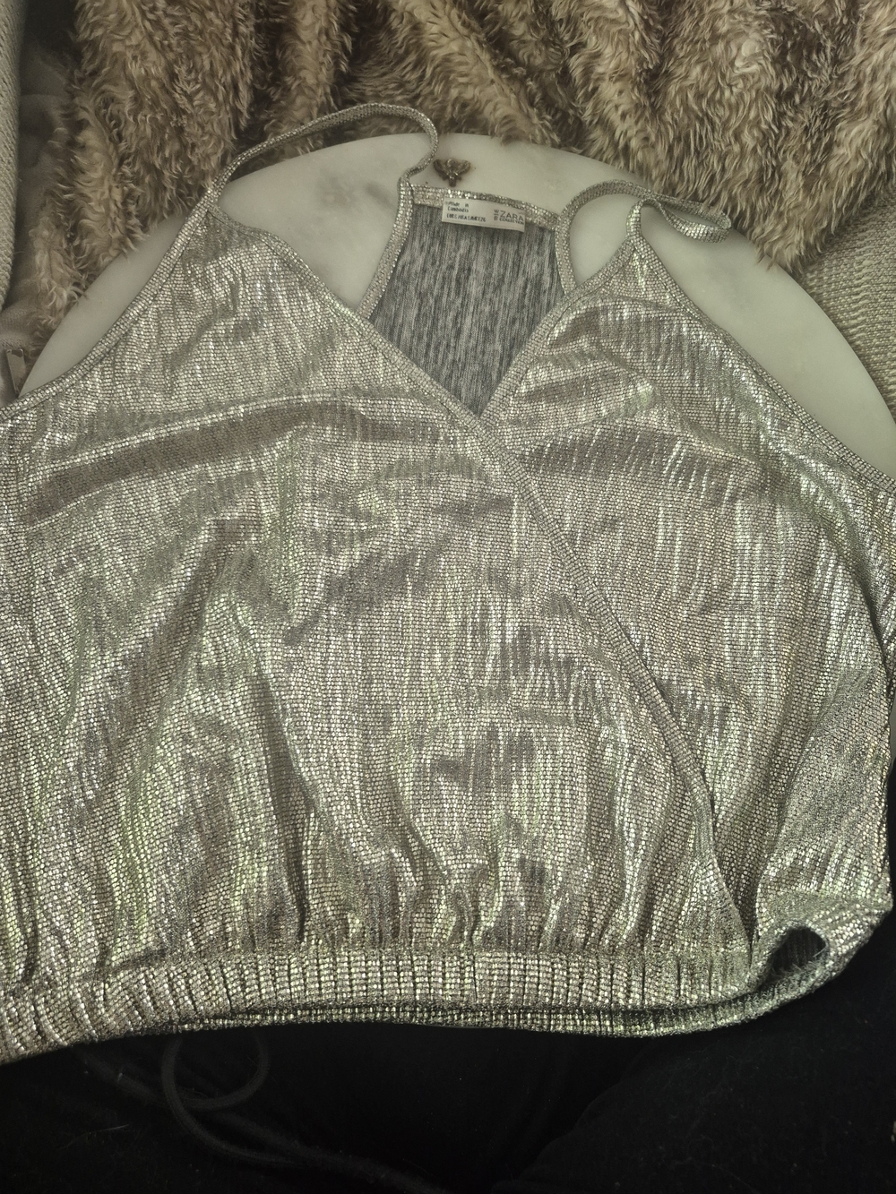 Zara Shimmery Gold Wrap Cami Size Small Like New - Picture 3 of 6